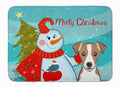 Snowman with Jack Russell Terrier Memory Foam Kitchen Mat Machine Washable Anti-Fatigue Cushion Comfort Bath or Kitchen Rug