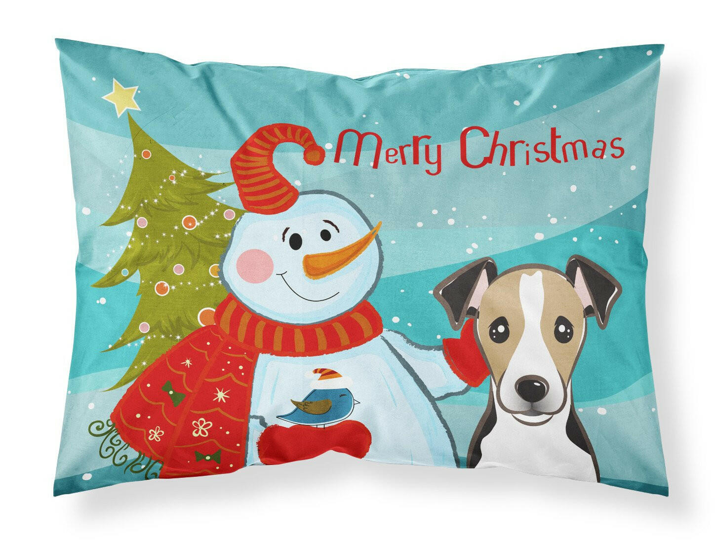 Snowman with Jack Russell Terrier Standard Pillowcase Lightweight Super Soft Easy Care Decorative Artwork Pillowcase, Standard