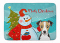 Snowman with Jack Russell Terrier Memory Foam Kitchen Mat Machine Washable Anti-Fatigue Cushion Comfort Bath or Kitchen Rug