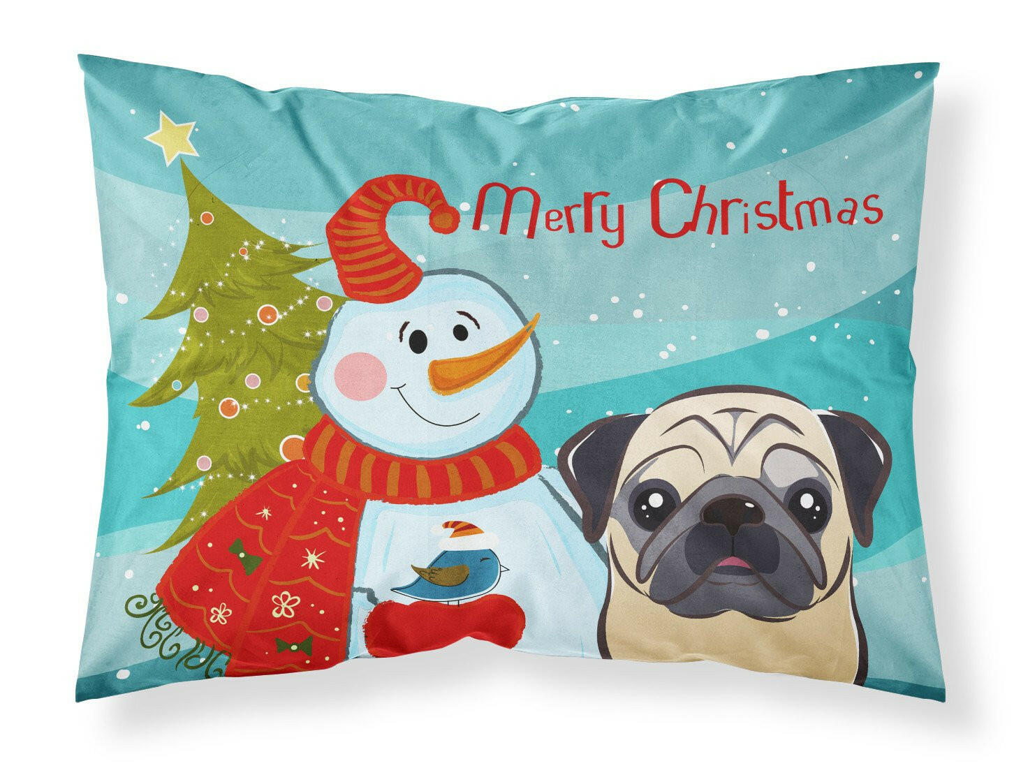 Snowman with Fawn Pug Standard Pillowcase Lightweight Super Soft Easy Care Decorative Artwork Pillowcase, Standard