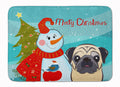 Snowman with Fawn Pug Memory Foam Kitchen Mat Machine Washable Anti-Fatigue Cushion Comfort Bath or Kitchen Rug