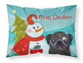 Snowman with Black Pug Standard Pillowcase Lightweight Super Soft Easy Care Decorative Artwork Pillowcase, Standard