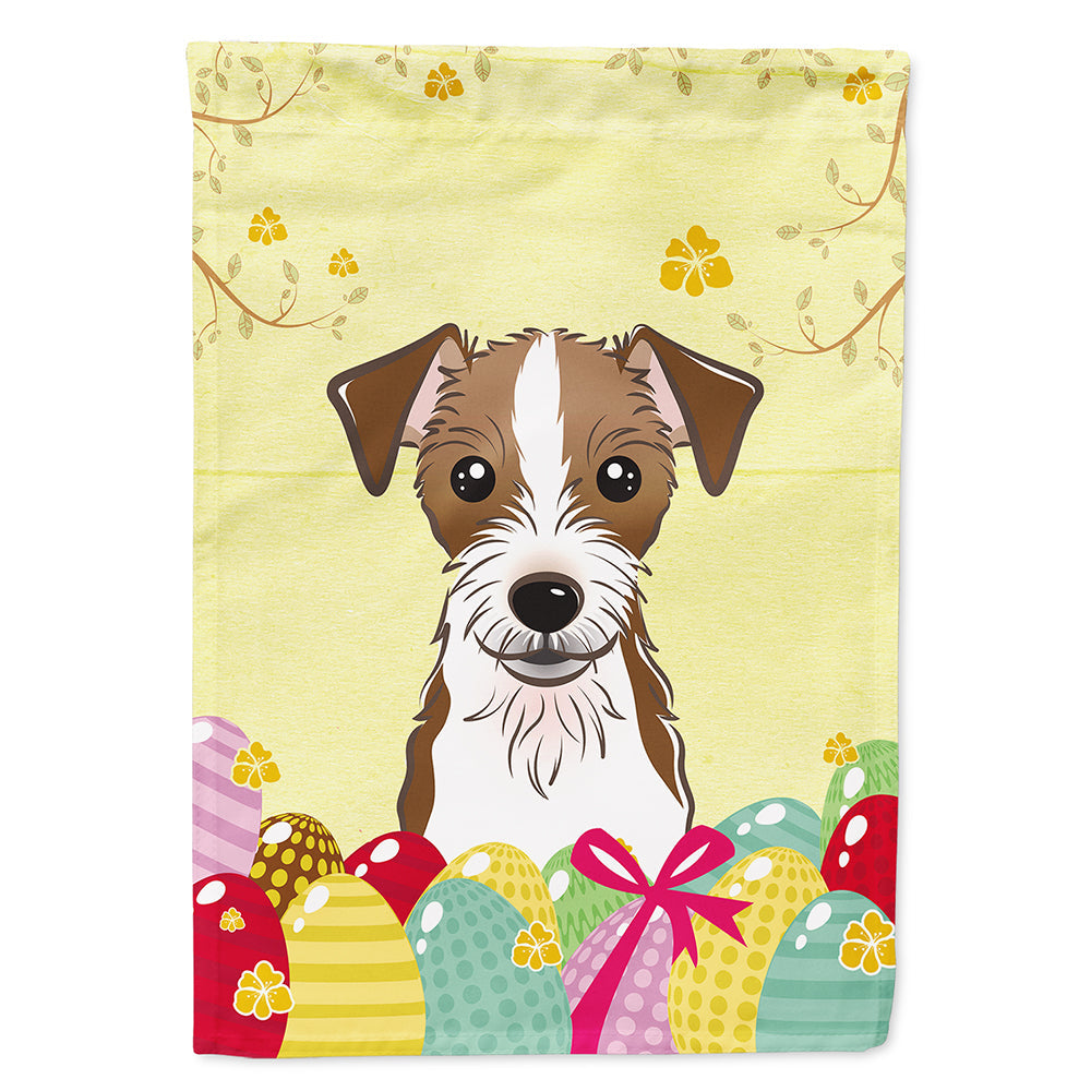 Jack Russell Terrier Easter Egg Hunt House Flag 28x40 Porch Sleeve Pole Decorative Outside Yard Banner Artwork Wall Hanging, Polyester