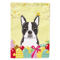 Boston Terrier Easter Egg Hunt House Flag 28x40 Porch Sleeve Pole Decorative Outside Yard Banner Artwork Wall Hanging, Polyester