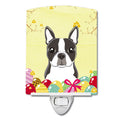 Boston Terrier Easter Egg Hunt Ceramic Night Light Compact, UL-Certified, Ideal for Bedroom, Bathroom, Nursery, Hallway, Kitchen, 6x4x3, Multicolor