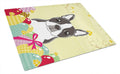 Boston Terrier Easter Egg Hunt Cutting Board Tempered Glass Kitchen Cutting Surface, Heat Resistant Chopping, Non-Slip Feet, Food Prep & Serving