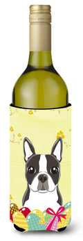 Boston Terrier Easter Egg Hunt Wine Bottle Hugger Gift Sleeve for Standard 750 ml Bottles, Insulated Reusable Also Fits Mini Shot & Pint Bottles