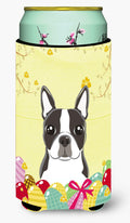 Boston Terrier Easter Egg Hunt Tall Boy Hugger Can Cooler Sleeve Machine Washable Drink Collapsible Insulator Beverage Insulated Holder