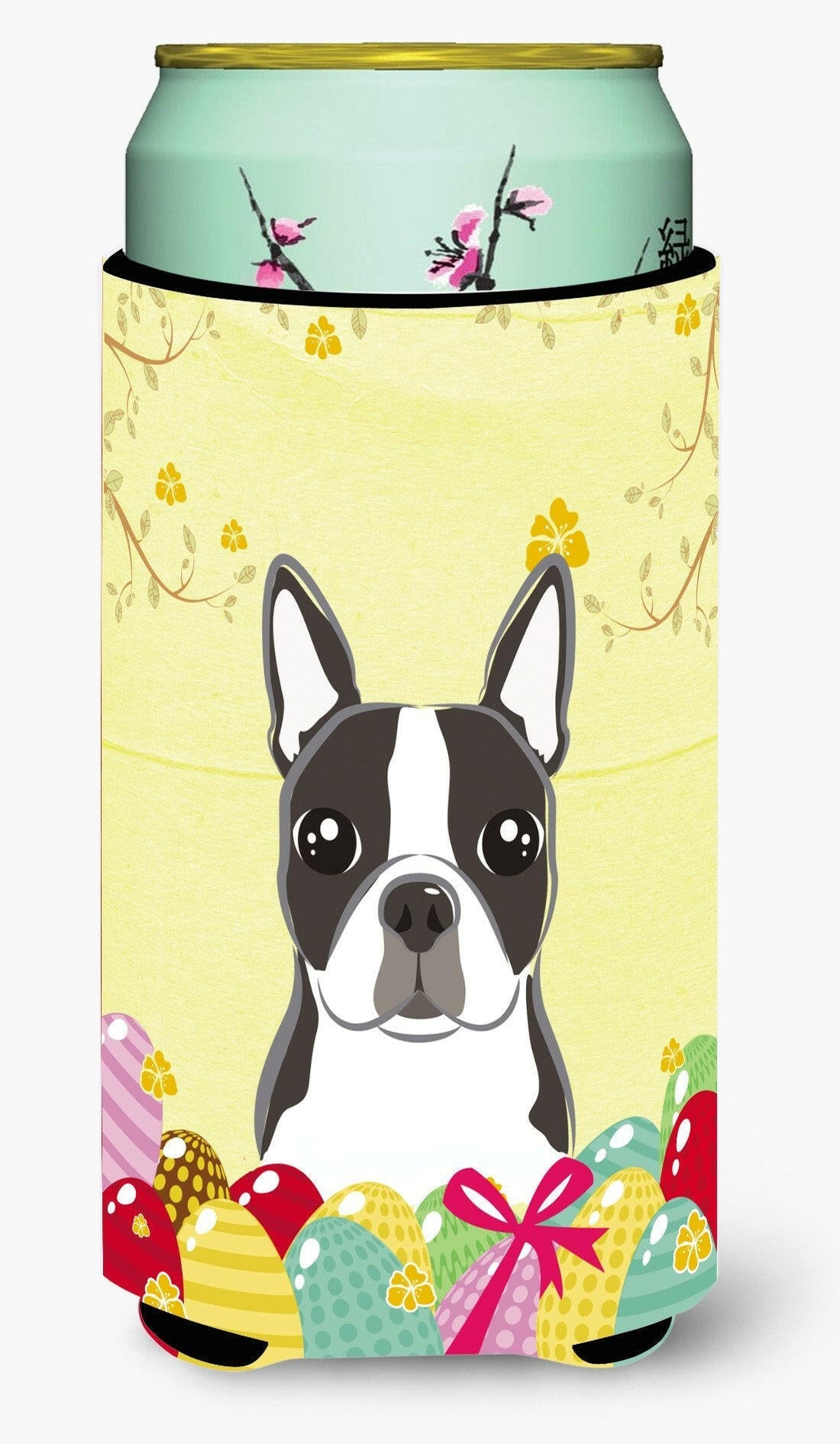 Boston Terrier Easter Egg Hunt Tall Boy Hugger Can Cooler Sleeve Machine Washable Drink Collapsible Insulator Beverage Insulated Holder