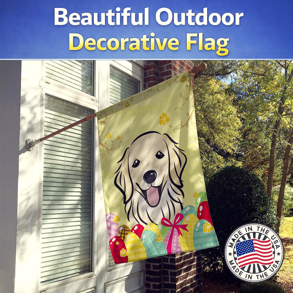 Golden Retriever Easter Egg Hunt House Flag 28x40 Porch Sleeve Pole Decorative Outside Yard Banner Artwork Wall Hanging, Polyester