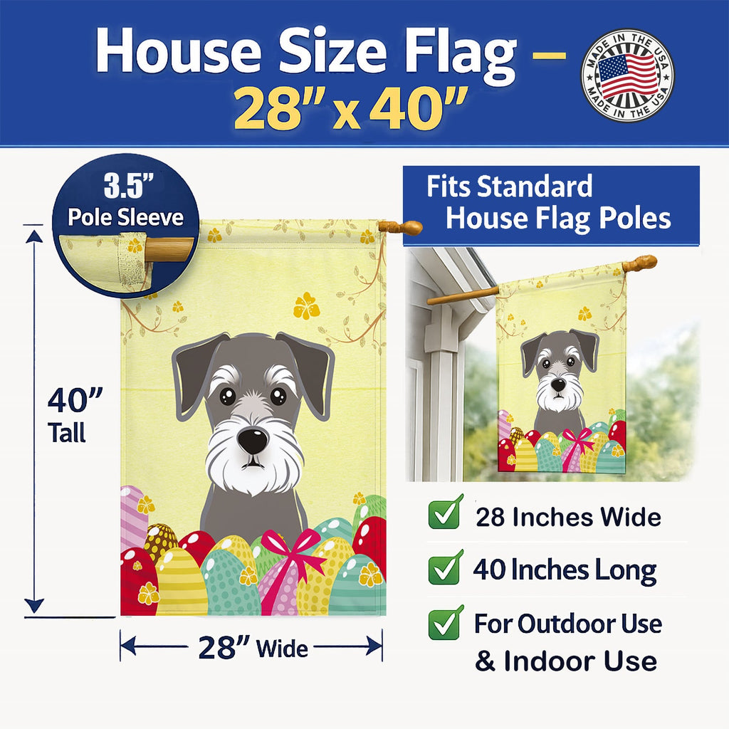 Schnauzer Easter Egg Hunt House Flag 28x40 Porch Sleeve Pole Decorative Outside Yard Banner Artwork Wall Hanging, Polyester