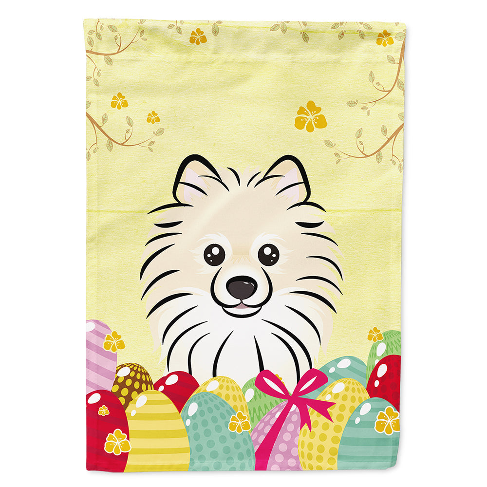Pomeranian Easter Egg Hunt House Flag 28x40 Porch Sleeve Pole Decorative Outside Yard Banner Artwork Wall Hanging, Polyester
