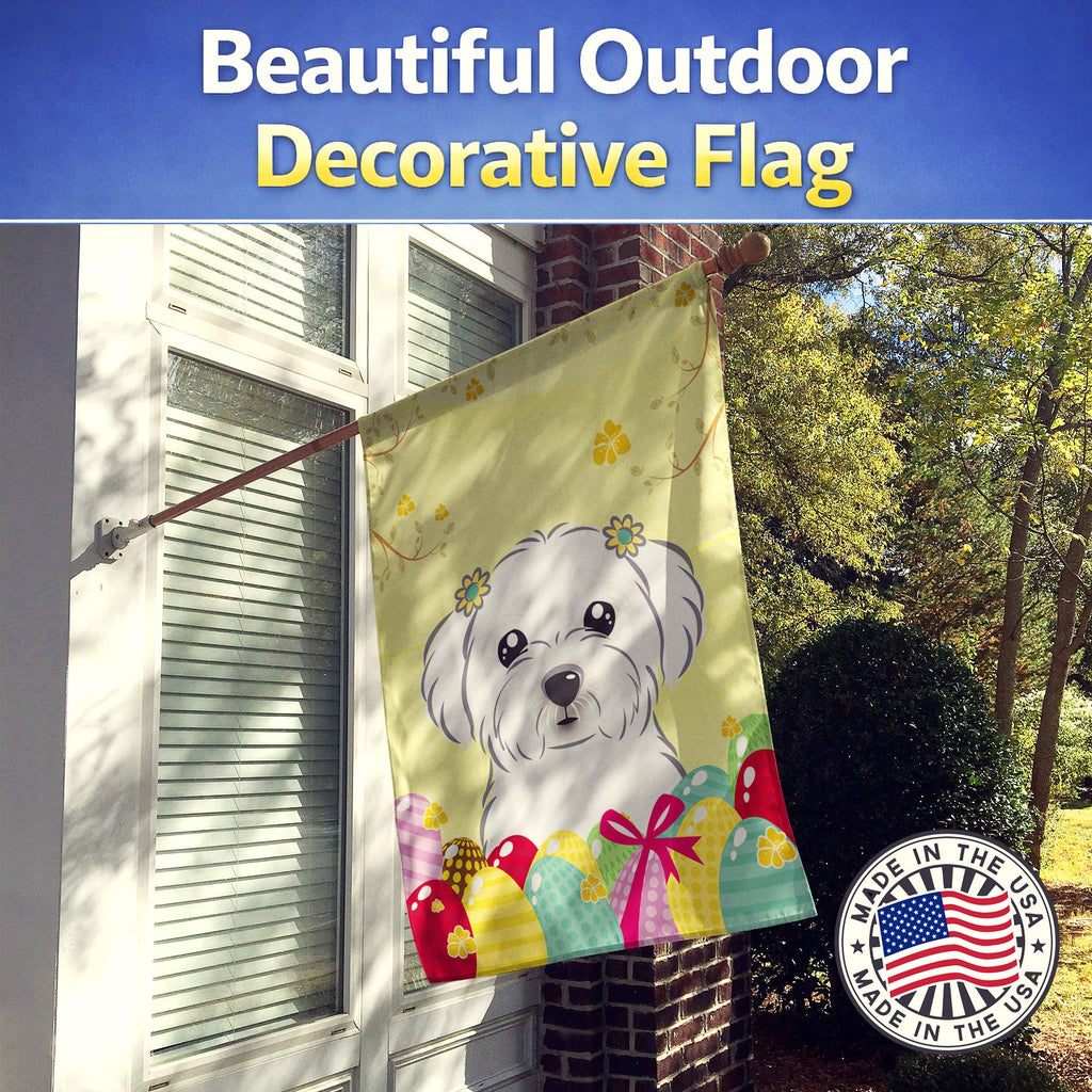 Maltese Easter Egg Hunt House Flag 28x40 Porch Sleeve Pole Decorative Outside Yard Banner Artwork Wall Hanging, Polyester