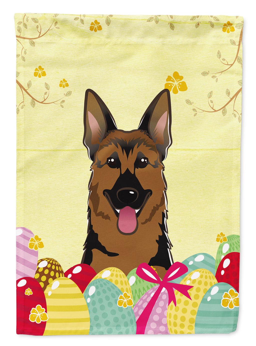 German Shepherd Easter Egg Hunt House Flag 28x40 Porch Sleeve Pole Decorative Outside Yard Banner Artwork Wall Hanging, Polyester