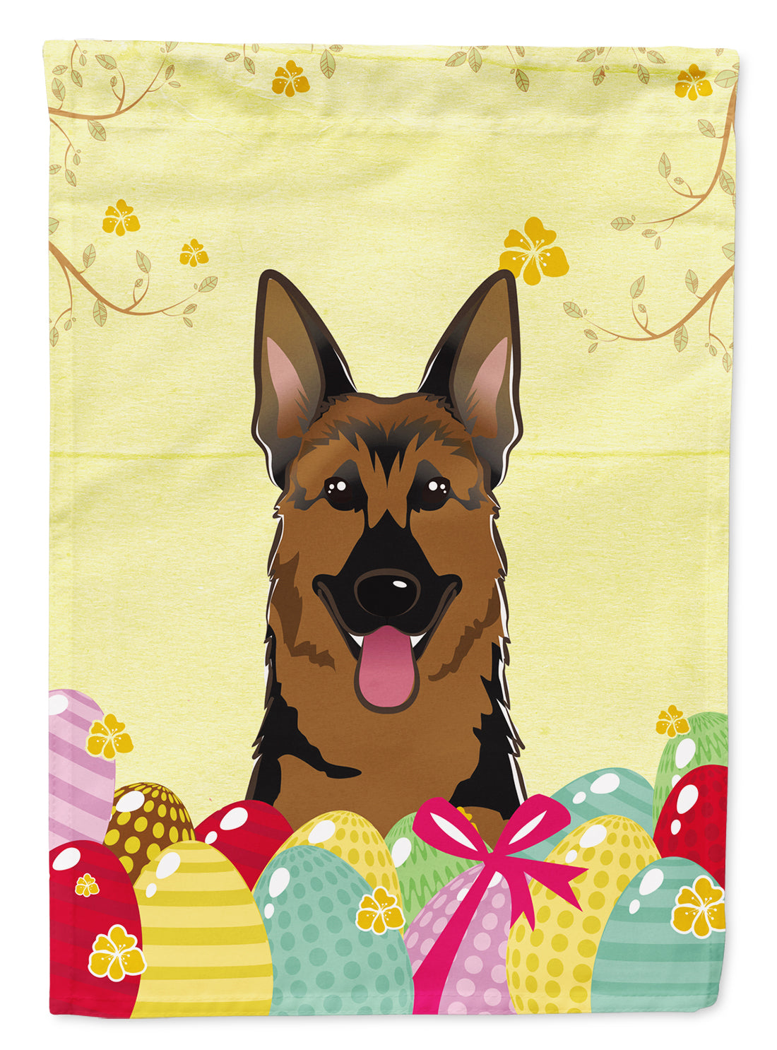 German Shepherd Easter Egg Hunt House Flag 28x40 Porch Sleeve Pole Decorative Outside Yard Banner Artwork Wall Hanging, Polyester