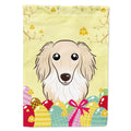 Longhair Creme Dachshund Easter Egg Hunt House Flag 28x40 Porch Sleeve Pole Decorative Outside Yard Banner Artwork Wall Hanging, Polyester