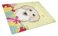 Longhair Creme Dachshund Easter Egg Hunt Cutting Board Tempered Glass Kitchen Cutting Surface, Heat Resistant Chopping, Non-Slip Feet, Food Prep & Serving