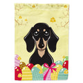 Smooth Black and Tan Dachshund Easter Egg Hunt House Flag 28x40 Porch Sleeve Pole Decorative Outside Yard Banner Artwork Wall Hanging, Polyester