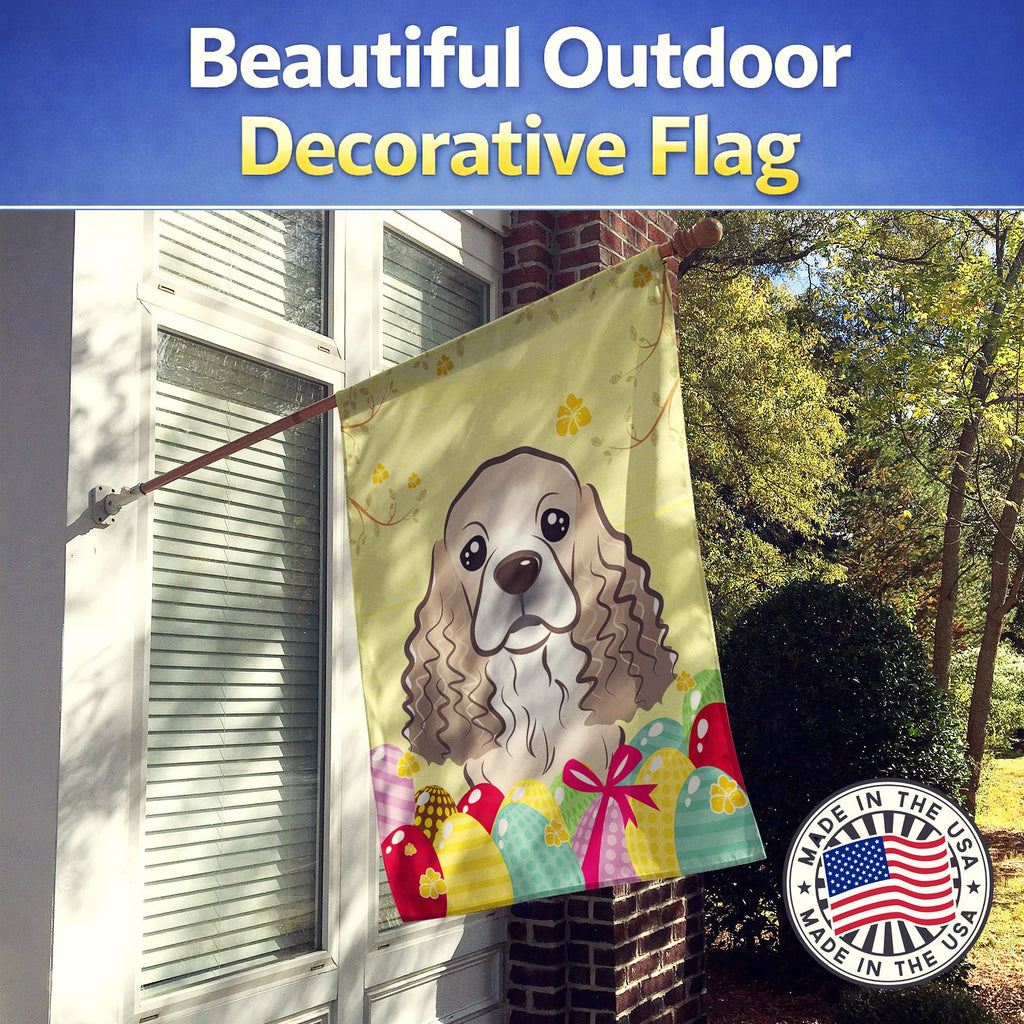 Cocker Spaniel Easter Egg Hunt House Flag 28x40 Porch Sleeve Pole Decorative Outside Yard Banner Artwork Wall Hanging, Polyester