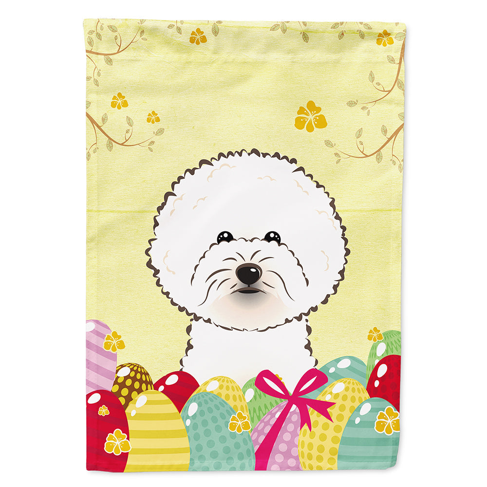 Bichon Frise Easter Egg Hunt House Flag 28x40 Porch Sleeve Pole Decorative Outside Yard Banner Artwork Wall Hanging, Polyester