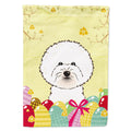 Bichon Frise Easter Egg Hunt House Flag 28x40 Porch Sleeve Pole Decorative Outside Yard Banner Artwork Wall Hanging, Polyester