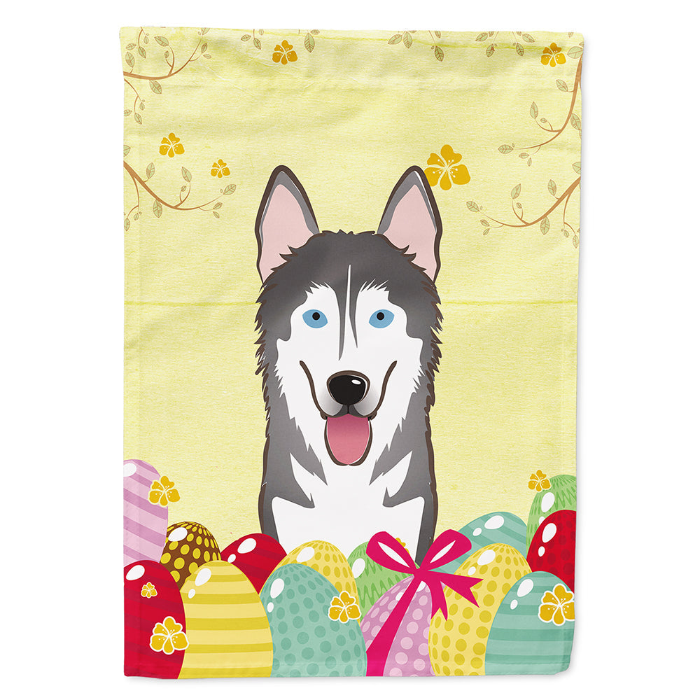 Alaskan Malamute Easter Egg Hunt House Flag 28x40 Porch Sleeve Pole Decorative Outside Yard Banner Artwork Wall Hanging, Polyester
