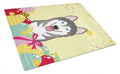 Alaskan Malamute Easter Egg Hunt Cutting Board Tempered Glass Kitchen Cutting Surface, Heat Resistant Chopping, Non-Slip Feet, Food Prep & Serving