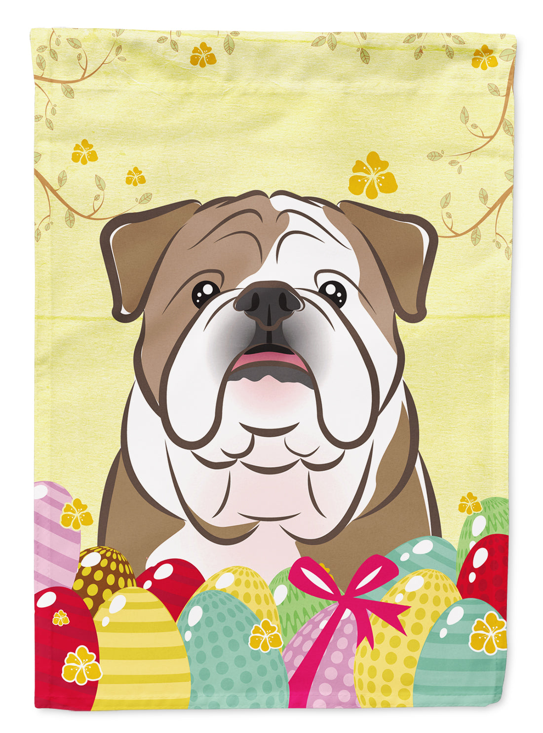 English Bulldog  Easter Egg Hunt House Flag 28x40 Porch Sleeve Pole Decorative Outside Yard Banner Artwork Wall Hanging, Polyester