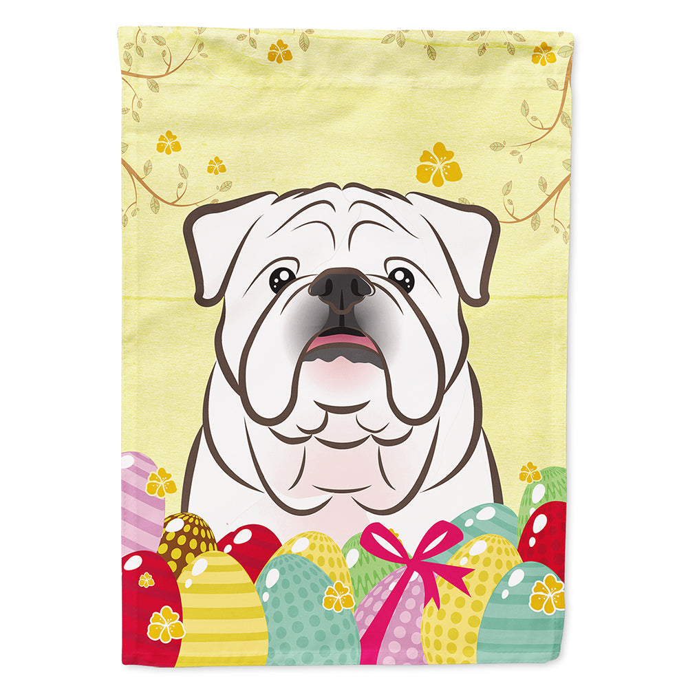 White English Bulldog  Easter Egg Hunt House Flag 28x40 Porch Sleeve Pole Decorative Outside Yard Banner Artwork Wall Hanging, Polyester