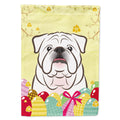 White English Bulldog  Easter Egg Hunt House Flag 28x40 Porch Sleeve Pole Decorative Outside Yard Banner Artwork Wall Hanging, Polyester