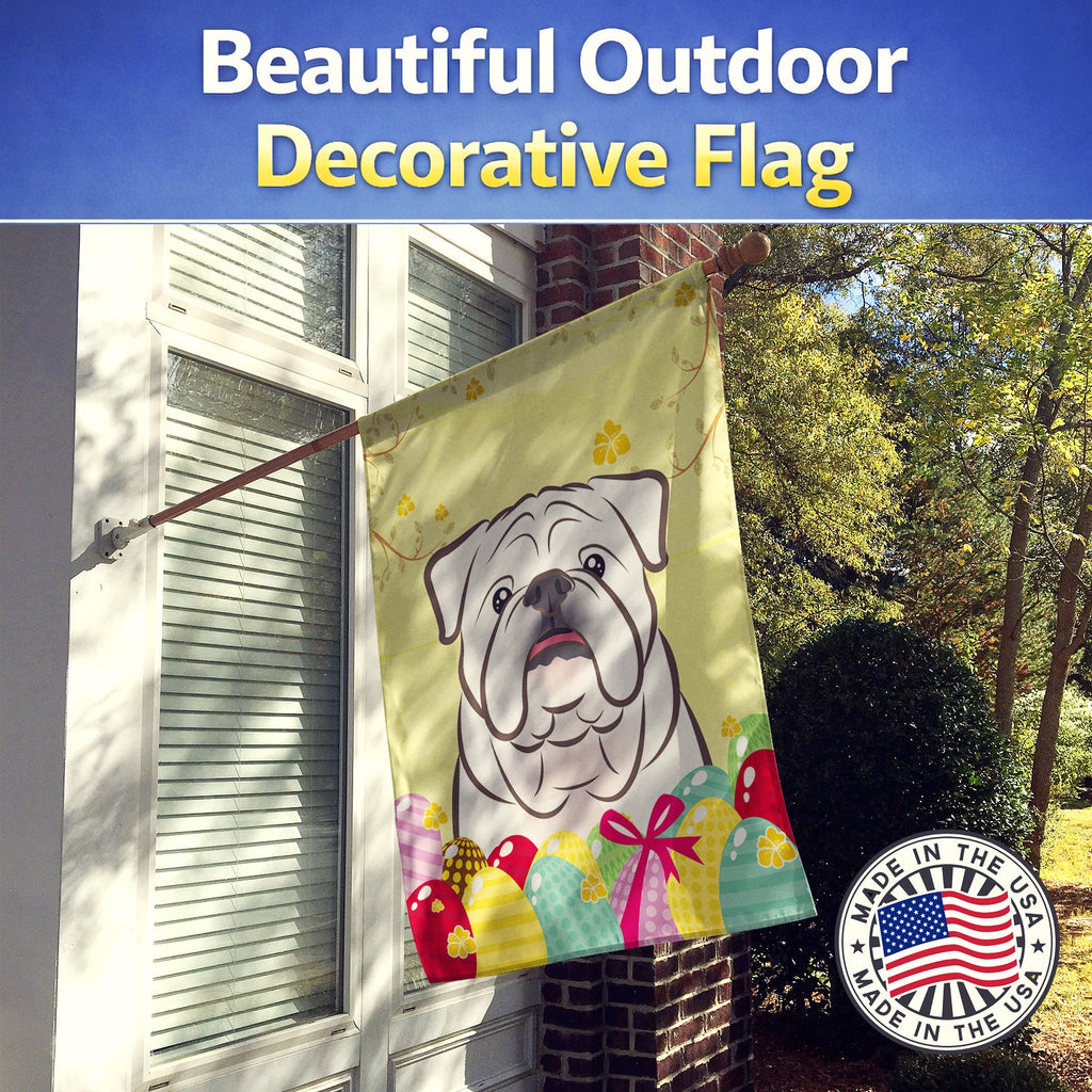 White English Bulldog  Easter Egg Hunt House Flag 28x40 Porch Sleeve Pole Decorative Outside Yard Banner Artwork Wall Hanging, Polyester