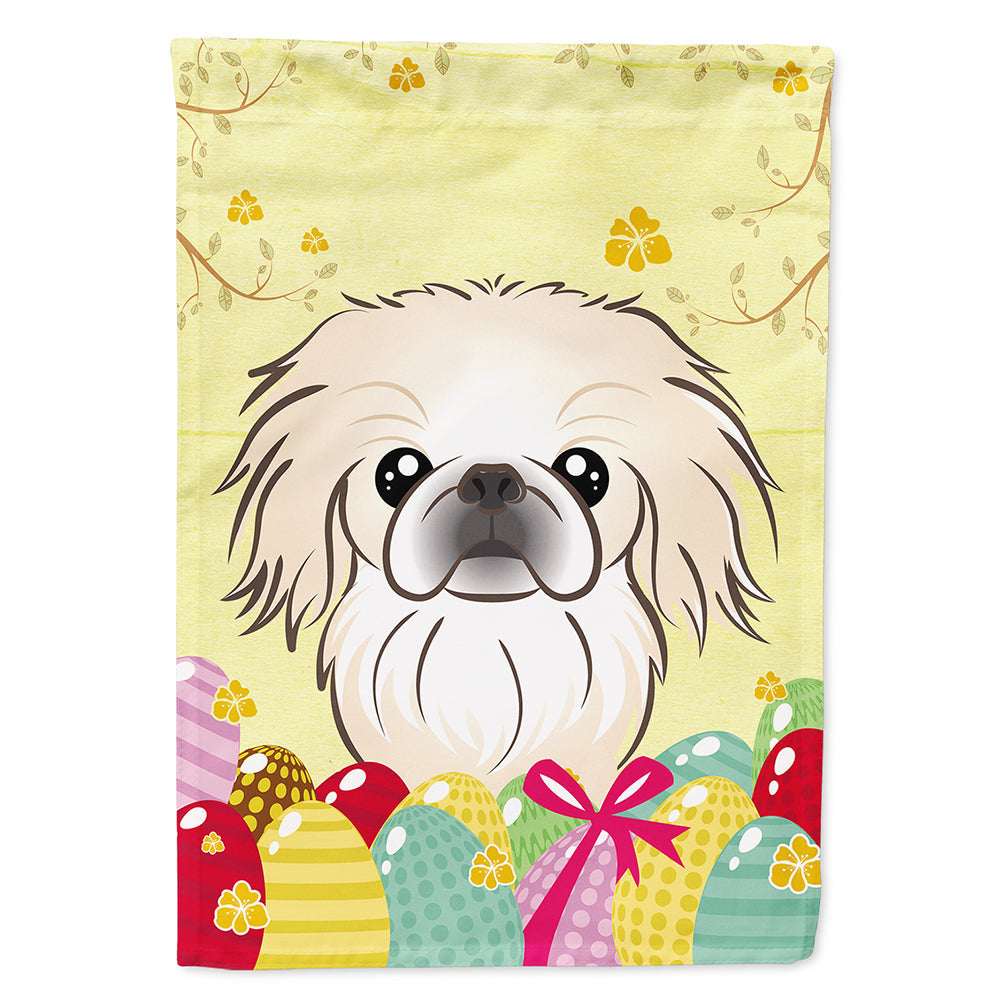 Pekingese Easter Egg Hunt House Flag 28x40 Porch Sleeve Pole Decorative Outside Yard Banner Artwork Wall Hanging, Polyester