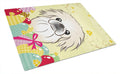 Pekingese Easter Egg Hunt Cutting Board Tempered Glass Kitchen Cutting Surface, Heat Resistant Chopping, Non-Slip Feet, Food Prep & Serving