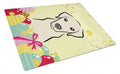 Yellow Labrador Easter Egg Hunt Cutting Board Tempered Glass Kitchen Cutting Surface, Heat Resistant Chopping, Non-Slip Feet, Food Prep & Serving