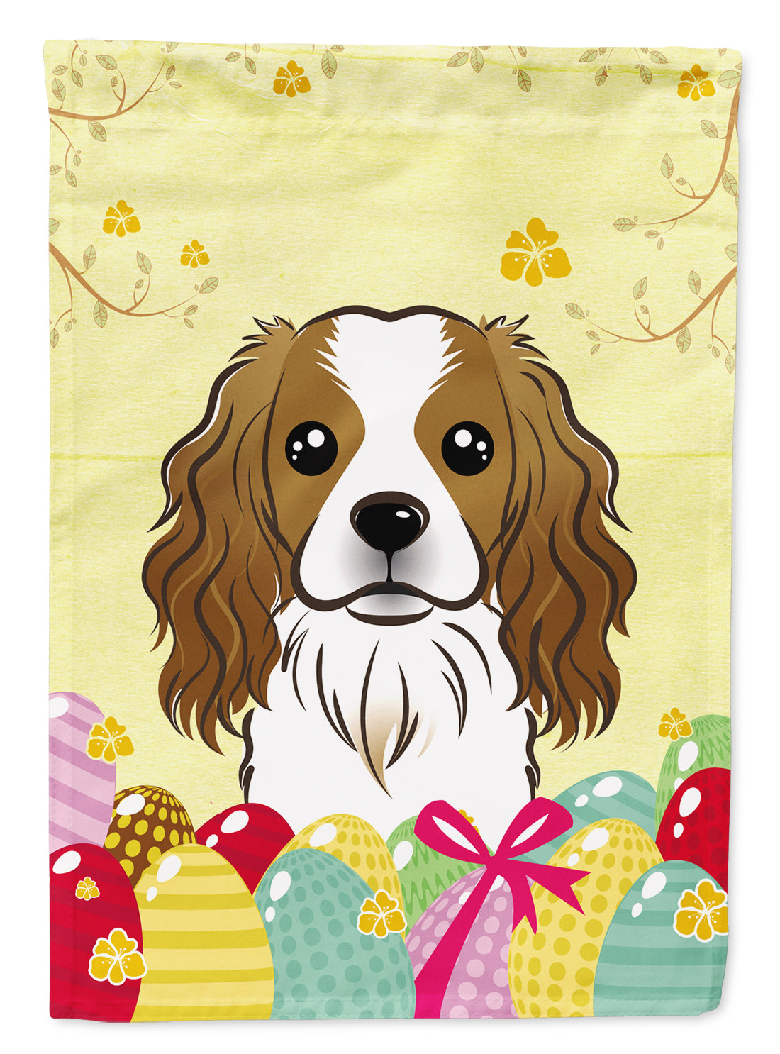 Cavalier Spaniel Easter Egg Hunt House Flag 28x40 Porch Sleeve Pole Decorative Outside Yard Banner Artwork Wall Hanging, Polyester