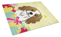 Cavalier Spaniel Easter Egg Hunt Cutting Board Tempered Glass Kitchen Cutting Surface, Heat Resistant Chopping, Non-Slip Feet, Food Prep & Serving