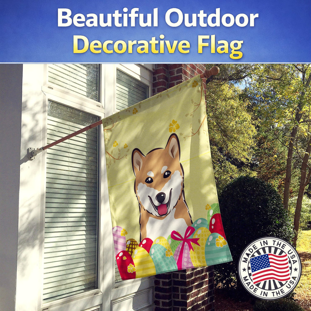 Shiba Inu Easter Egg Hunt House Flag 28x40 Porch Sleeve Pole Decorative Outside Yard Banner Artwork Wall Hanging, Polyester