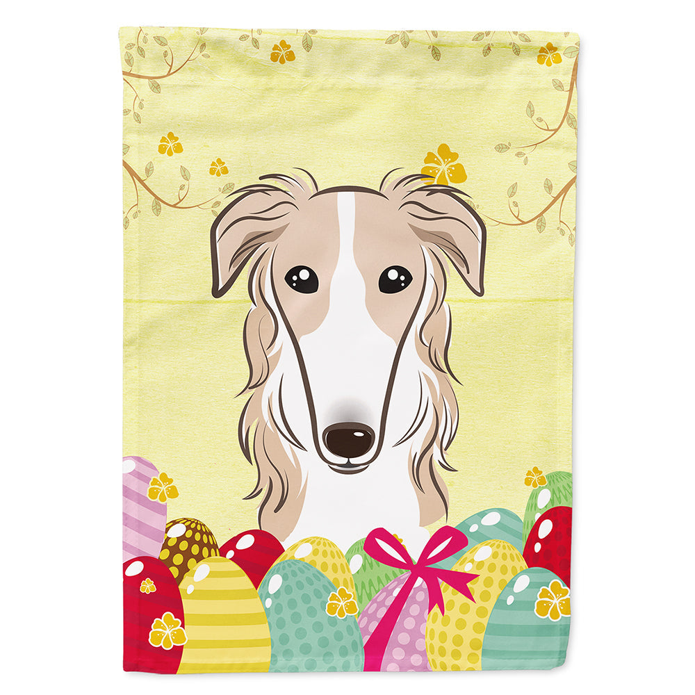 Borzoi Easter Egg Hunt House Flag 28x40 Porch Sleeve Pole Decorative Outside Yard Banner Artwork Wall Hanging, Polyester