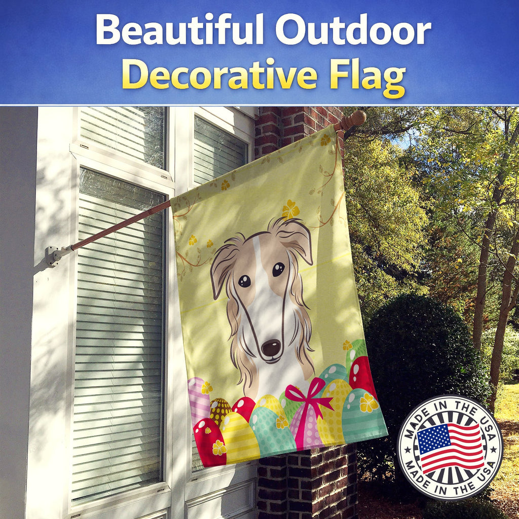 Borzoi Easter Egg Hunt House Flag 28x40 Porch Sleeve Pole Decorative Outside Yard Banner Artwork Wall Hanging, Polyester