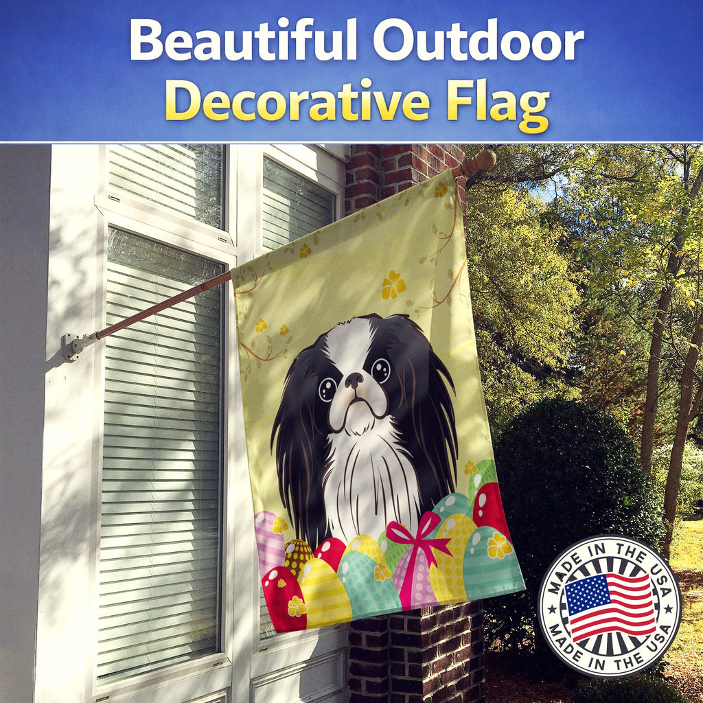 Japanese Chin Easter Egg Hunt House Flag 28x40 Porch Sleeve Pole Decorative Outside Yard Banner Artwork Wall Hanging, Polyester