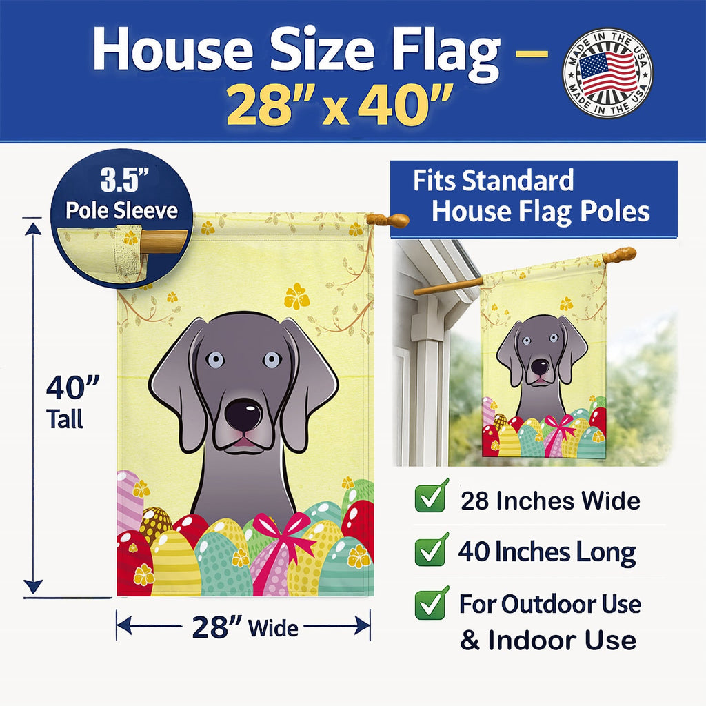 Weimaraner Easter Egg Hunt House Flag 28x40 Porch Sleeve Pole Decorative Outside Yard Banner Artwork Wall Hanging, Polyester