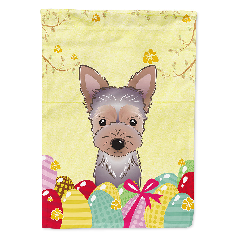 Yorkie Puppy Easter Egg Hunt House Flag 28x40 Porch Sleeve Pole Decorative Outside Yard Banner Artwork Wall Hanging, Polyester