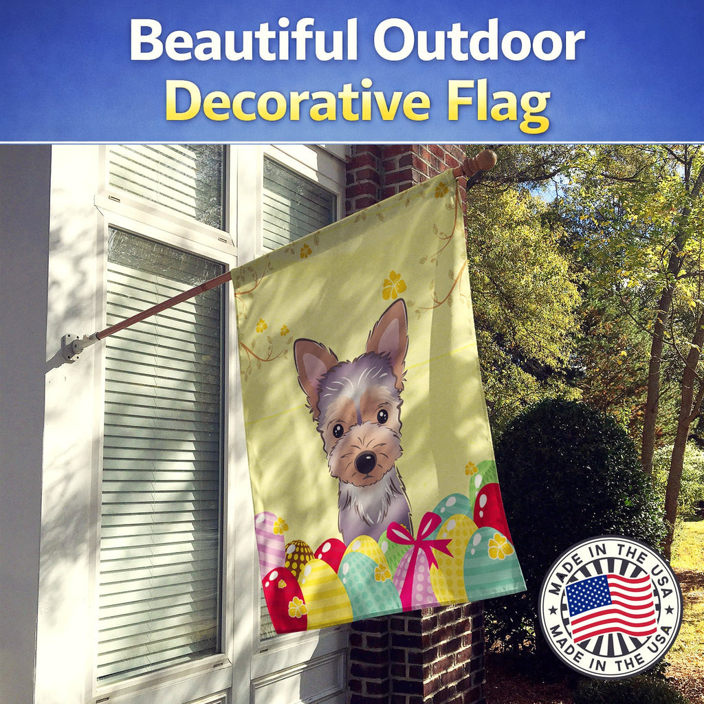 Yorkie Puppy Easter Egg Hunt House Flag 28x40 Porch Sleeve Pole Decorative Outside Yard Banner Artwork Wall Hanging, Polyester