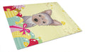 Yorkie Puppy Easter Egg Hunt Cutting Board Tempered Glass Kitchen Cutting Surface, Heat Resistant Chopping, Non-Slip Feet, Food Prep & Serving