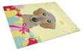Wirehaired Dachshund Easter Egg Hunt Cutting Board Tempered Glass Kitchen Cutting Surface, Heat Resistant Chopping, Non-Slip Feet, Food Prep & Serving