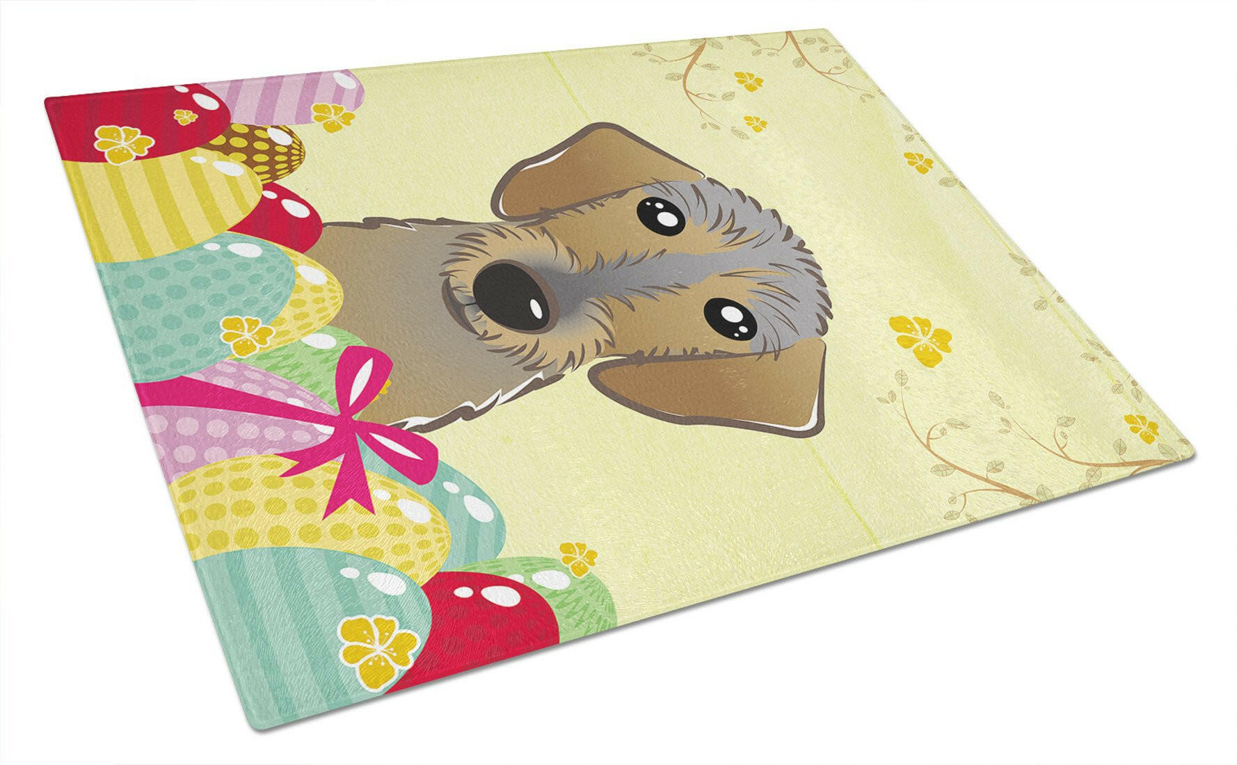 Wirehaired Dachshund Easter Egg Hunt Cutting Board Tempered Glass Kitchen Cutting Surface, Heat Resistant Chopping, Non-Slip Feet, Food Prep & Serving