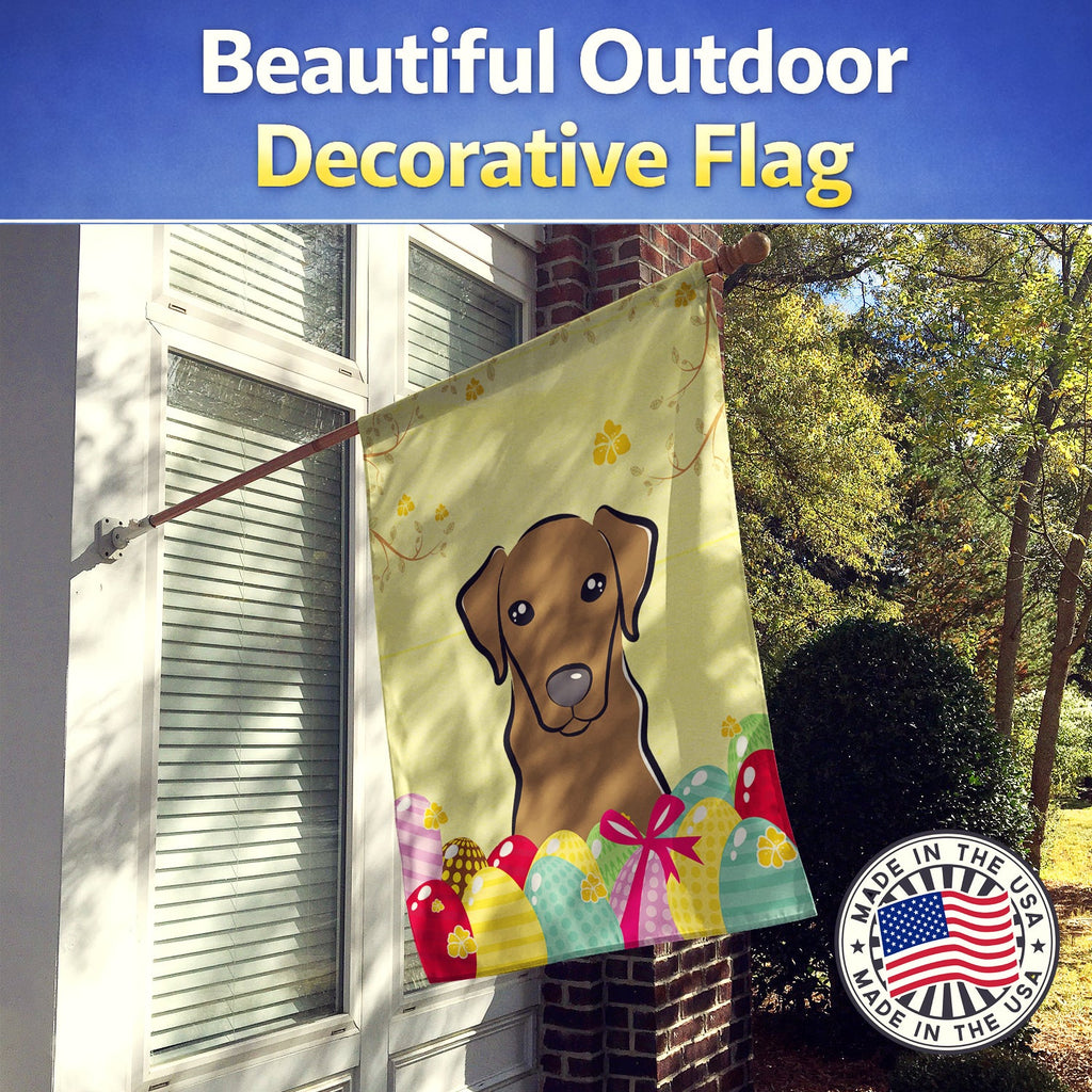 Chocolate Labrador Easter Egg Hunt House Flag 28x40 Porch Sleeve Pole Decorative Outside Yard Banner Artwork Wall Hanging, Polyester
