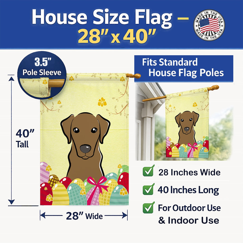 Chocolate Labrador Easter Egg Hunt House Flag 28x40 Porch Sleeve Pole Decorative Outside Yard Banner Artwork Wall Hanging, Polyester