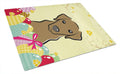 Chocolate Labrador Easter Egg Hunt Cutting Board Tempered Glass Kitchen Cutting Surface, Heat Resistant Chopping, Non-Slip Feet, Food Prep & Serving