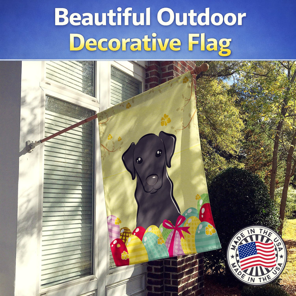 Black Labrador Easter Egg Hunt House Flag 28x40 Porch Sleeve Pole Decorative Outside Yard Banner Artwork Wall Hanging, Polyester